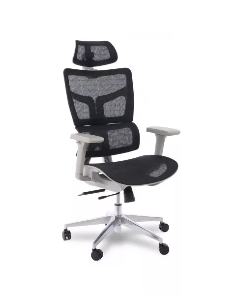 Cadeira de Escritório Comfy Astral Tela Mesh Preta, Base Alumínio, Braço 3D, Relax Avançado, Assento Deslizante 