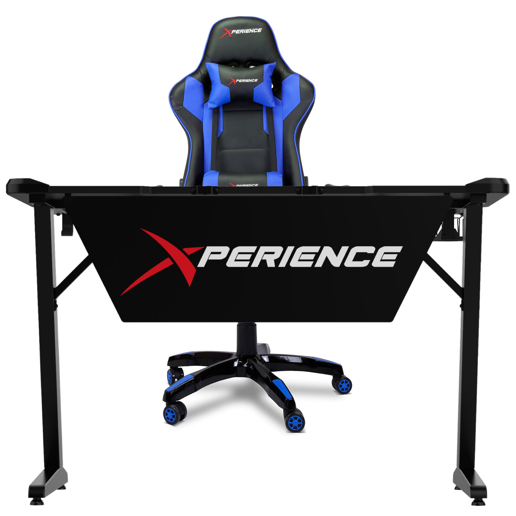 Kit Mesa Gamer + Cadeira Gamer Xperience Ultra Azul, Braço Ajustável E Sistema De Inclinação Avançado