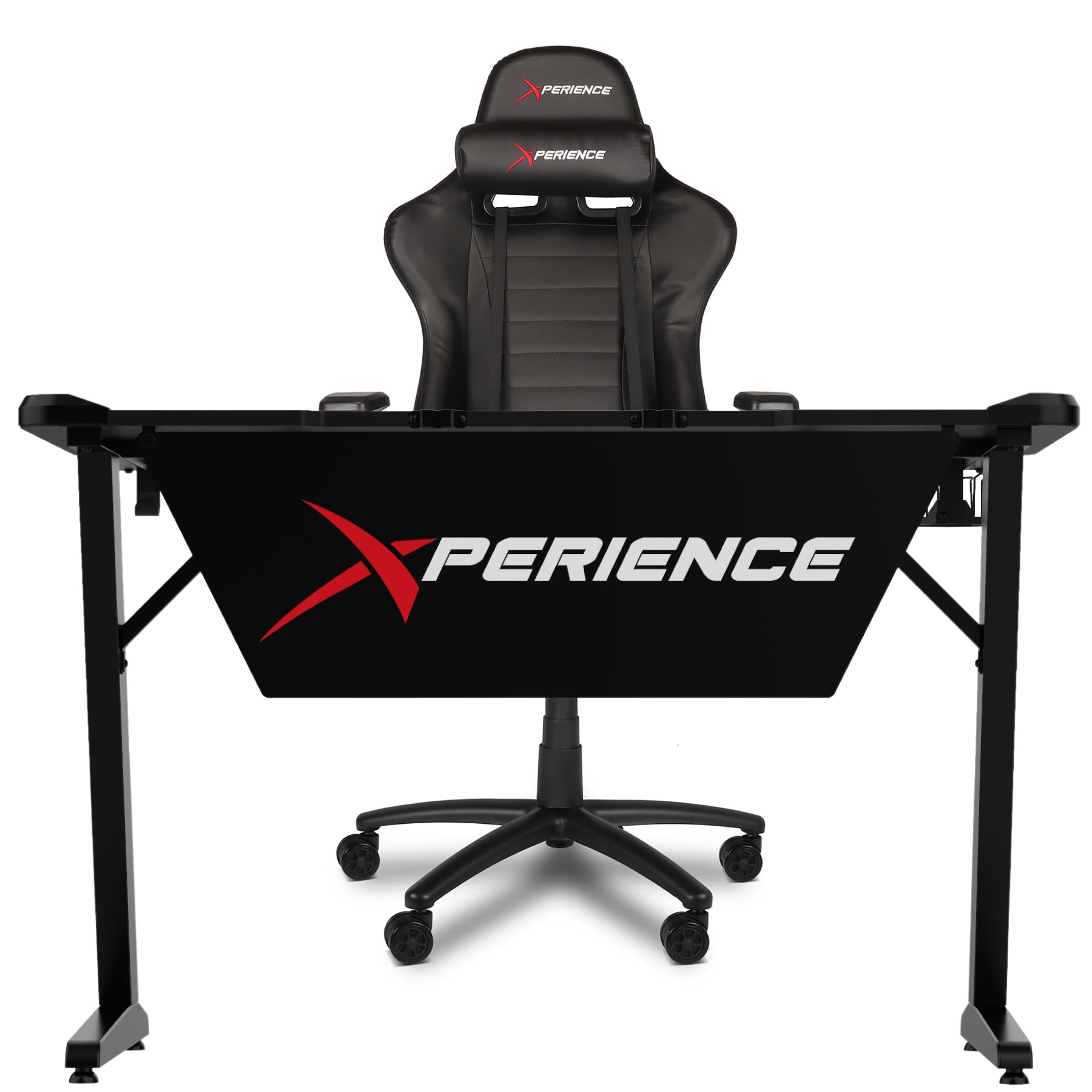 Kit Mesa Gamer + Cadeira Gamer Xperience Combat All Black, Braço Ajustável E Sistema De Inclinação Avançado